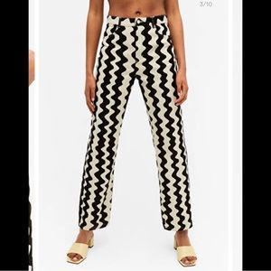 CIDER high waist Print denim straight-leg trousers black/white
